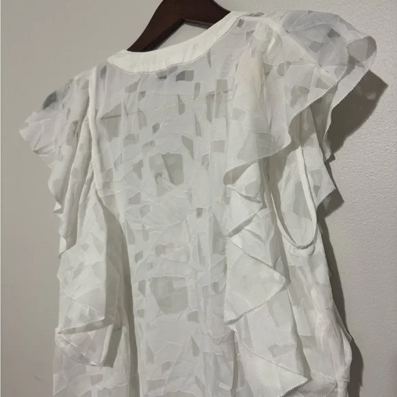 IRO Gilka Burnout Lace-Up Top REVOLVE Size 36/2 Small White Flutter Sleeve - Picture 7 of 10